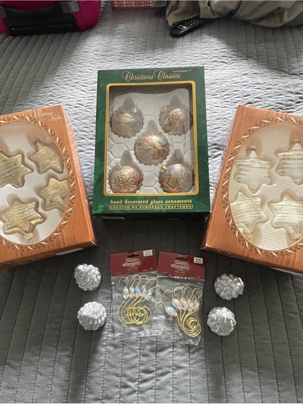 Hand-Decorated Gold Glass Ornaments -